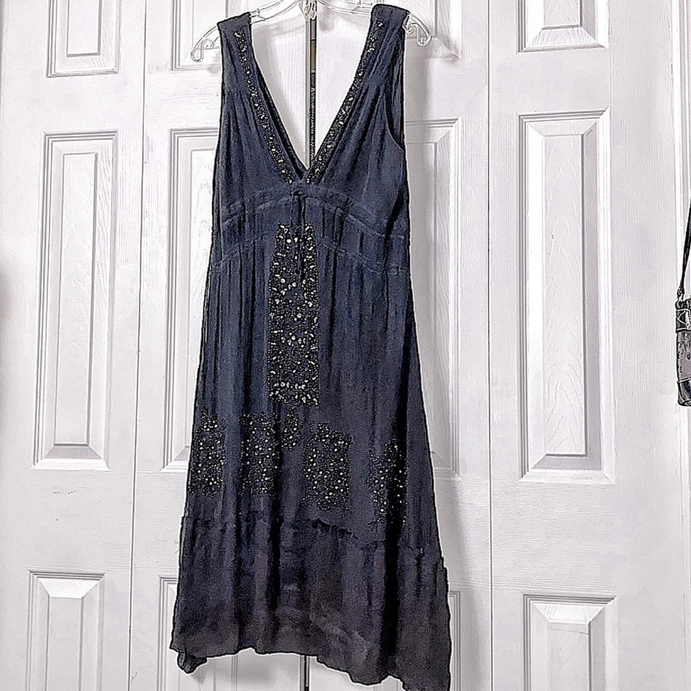 Glam souls black beaded silk dress
